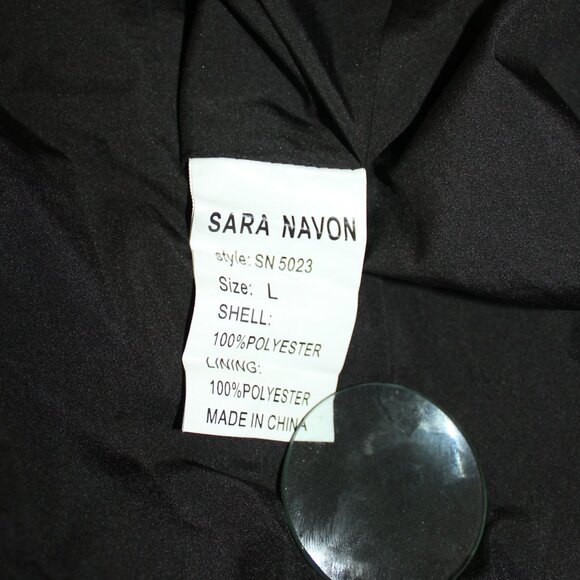 Sara Navon maxi dress black with geometric pattern 3/4 sleeves back zip sz Large - Picture 6 of 9